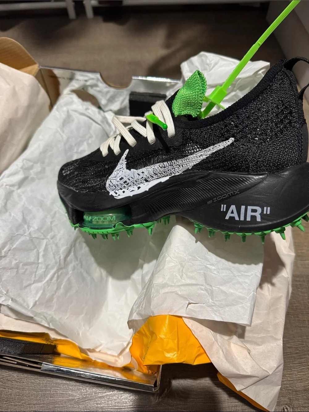 Off-White Black and Green Running Sneakers